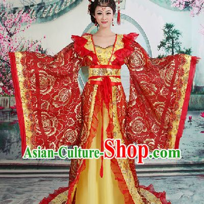 Ancient Chinese Imperial Palace Empress Clothes with Long Tail