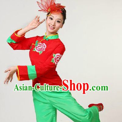 Chinese Folk Yangge Dancing Blouse and Trousers for Women