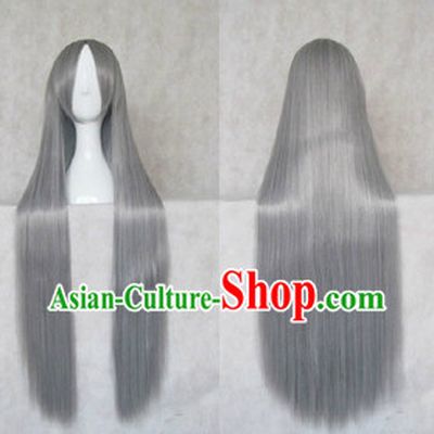 Ancient Chinese Long Grey Wig for Men