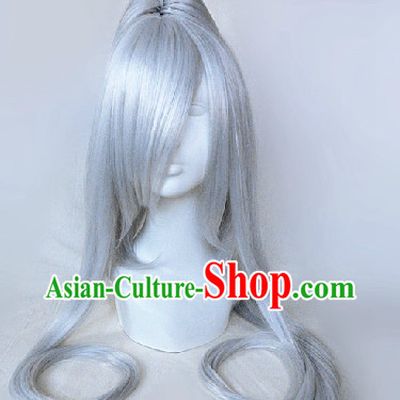 Ancient Chinese Long Grey Hair Wig for Men