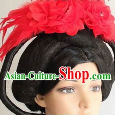 Ancient Chinese Long Empress Wig and Headwear for Women