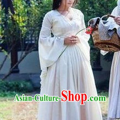 Ancient Chinese Wide Sleeves White Princess Costumes Complete Set