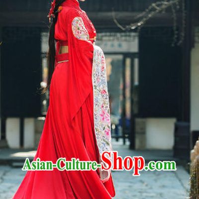 Ancient Chinese Princess Red Wedding Costumes Complete Set