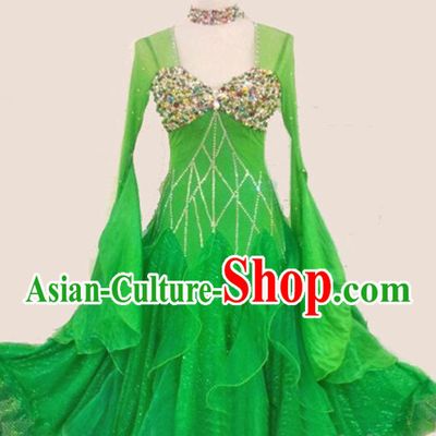 Top Tailored Made Green Waltz Dance Long Skirt