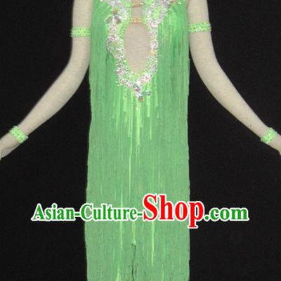 Top Tailored Made Green Latin Dance Skirt