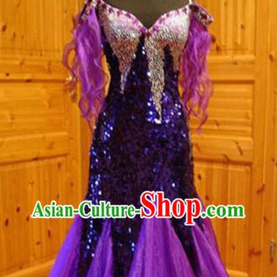 Professional Top Custom Make Purple Ballroom Dancing Suit