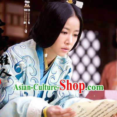 Ancient Chinese Princess Phoenix Embroidered Clothes and Hair Accessories Complete Set