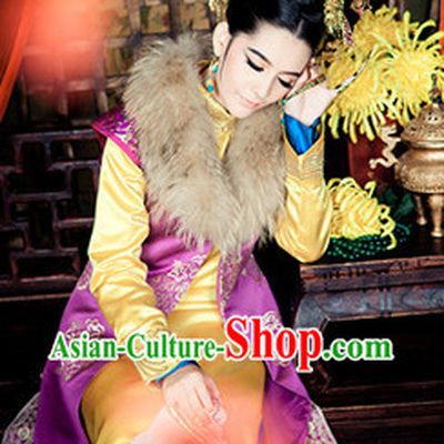 Ancient Chinese Qing Dynasty Long Robe Suit Hair Accessories Complete Set