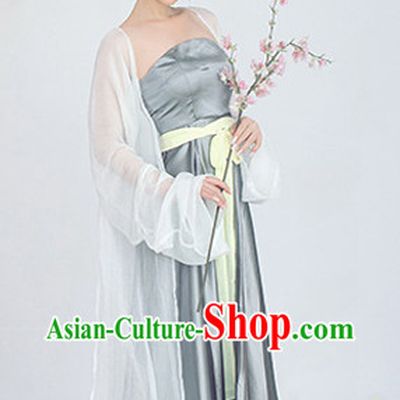 Summer Wear Tang Dynasty White and Silver Clothing for Women