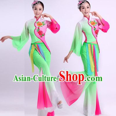 Traditional Chinese Classical Dancing Outfit and Hair Accessories Complete Set for Women