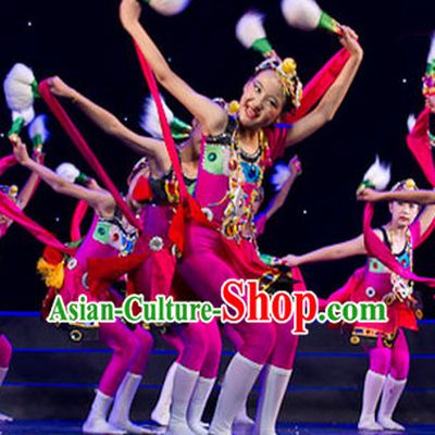 Traditional Chinese Minority Ethnic Dancing Outfit for Kids