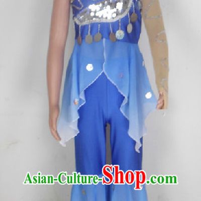 Blue Traditional Chinese Dancing Costumes for School Students