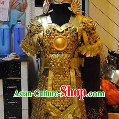 Top Quality Ancient Chinese Hero Armor Clothing and Hat Complete Set for Men