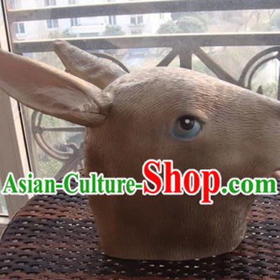 Stage Performance Grey Rabbit Head Mask