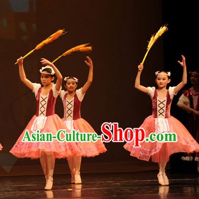 Traditional Chinese Pink Ball Gown Skirt for Kids