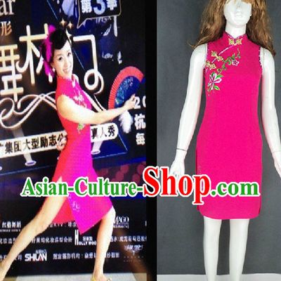 Traditional Chinese Short Cheongsam Classical Dancing Costumes