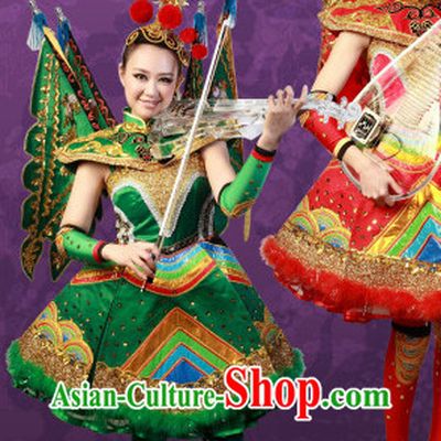Green Crystal Music Ensemble Stage Performance Peking Opera Style Costumes