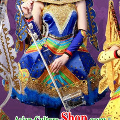 Blue Crystal Music Ensemble Stage Performance Beijing Opera Style Costumes