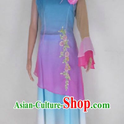 Color Transition Group Fan Dancing Costumes Complete Set