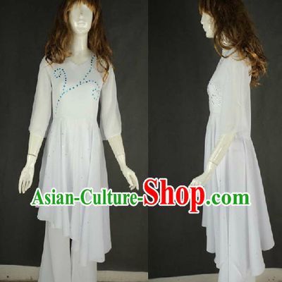Adult Size White Stage Performance Dancing Skirt