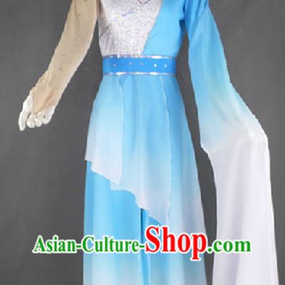 Blue White Color Transition One Long Sleeve Dance Costumes for Women