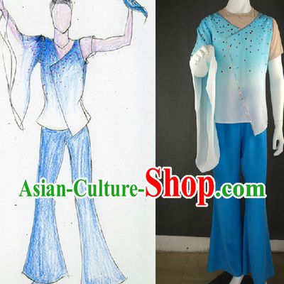 Traditional Chinese Fan Dancing Costumes for Men