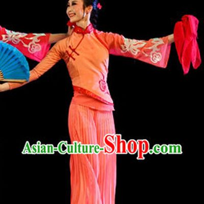 Orange Color Mandarin Handkerchief Female Dance Costumes and Handkerchief