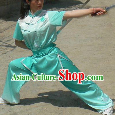 Short Sleeves Color Transition Silk Gongfu Competition Uniform
