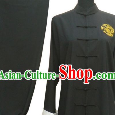 Top Long Sleeves Black Martial Arts Tai Chi Teacher Suit