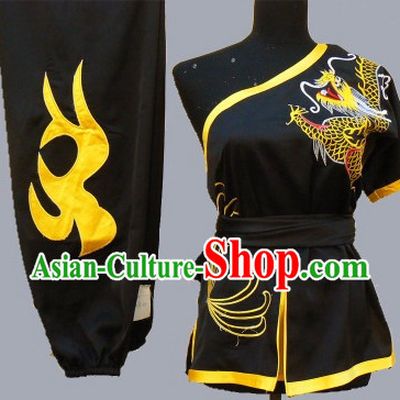 Top Short Sleeves Taiji Wushu Students Dragon Embroidery Uniform