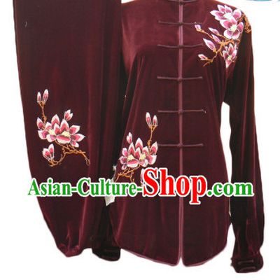 Professional Velvet Long Sleeves Magnolia Embroidery Suit