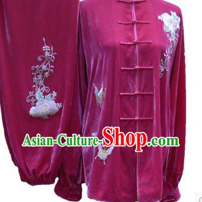 Professional Velvet Long Sleeves Flower Embroidery Contest Suit