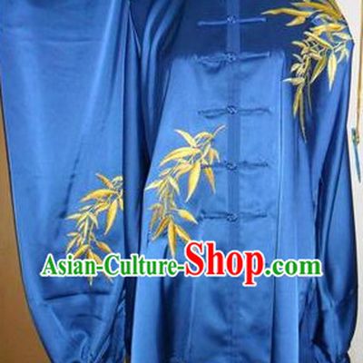 Beijing Sport University Blue Bamboo Embroidery Tai Chi Clothes