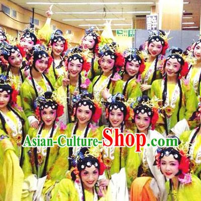 Beijing Opera Style Chinese Classic Dancing Costumes and Headdress Complete Set