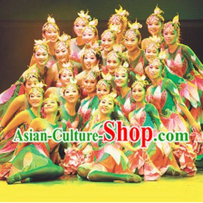 Professional Stage Performance Flower Dancing Costumes and Headwear Complete Set