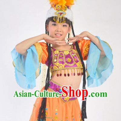 Traditional Chinese Xinjiang Dance Costumes for Kids