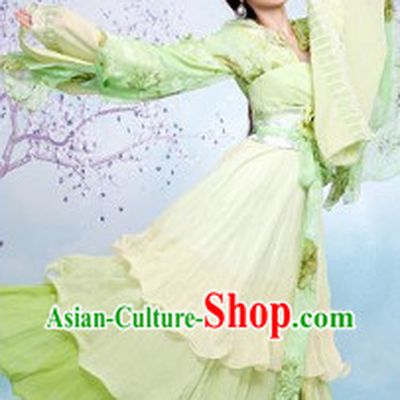 Ancient Chinese Green Princess Clothes and Hair Accessories Complete Set