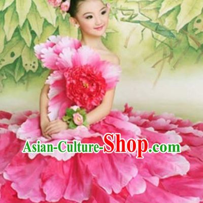 Top Petal Dance Costumes and Headwear Complete Set for Kids
