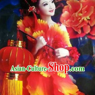 Top Petal Dancing Costumes and Headwear Complete Set for Kids