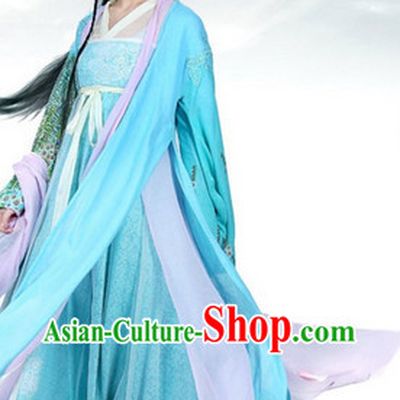 the Journey of Flower TV Drama Hua Qian Gu Blue Clothes Costumes Complete Set