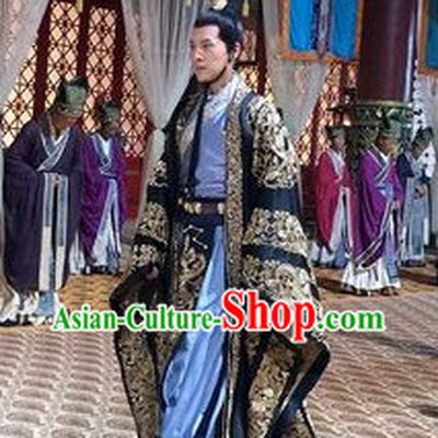 Ancient Chinese Palace Official Minister Costumes and Coronet Complete Set