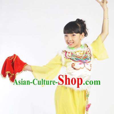 Chinese Lunar New Year Folk Fan Group Dancing Outfit for Kids