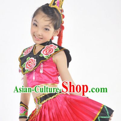 Chinese Yi Ethnic Clothes and Hat for Kids