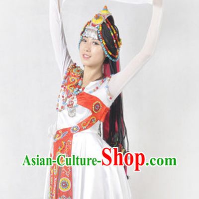 Chinese Tibetan Minority Long Sleeves Female Clothing and Hat