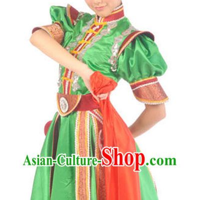 Chinese Mongolian Minority Female Dancing Outfit and Hat