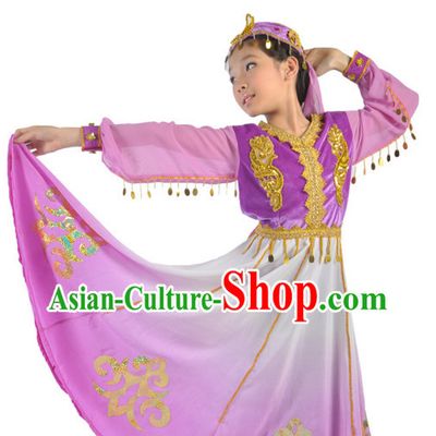 Xinjiang Uygurs Dance Outfit and Hat for Children