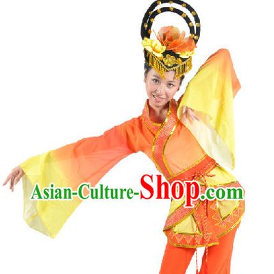Traditional Han Dynasty Dancing Costume and Headdress for Women