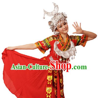 Traditional Miao Nationality Clothes and Hat for Women