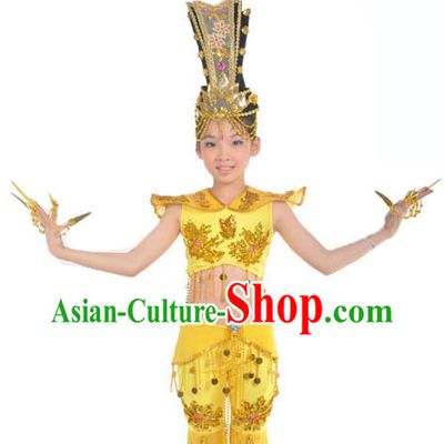 Thousands of Hands Kwan-yin Feitian Flying Fairy Dance Costumes and Headwear for Children