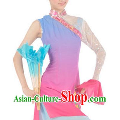 Chinese Fan Group Dance Skirt and Headdress for Girls